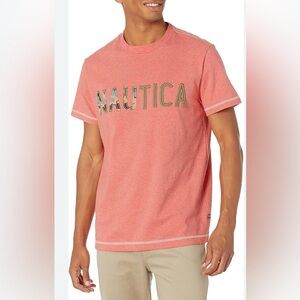 Nautica Men’s Coral Logo Short-Sleeve Crewneck Tee